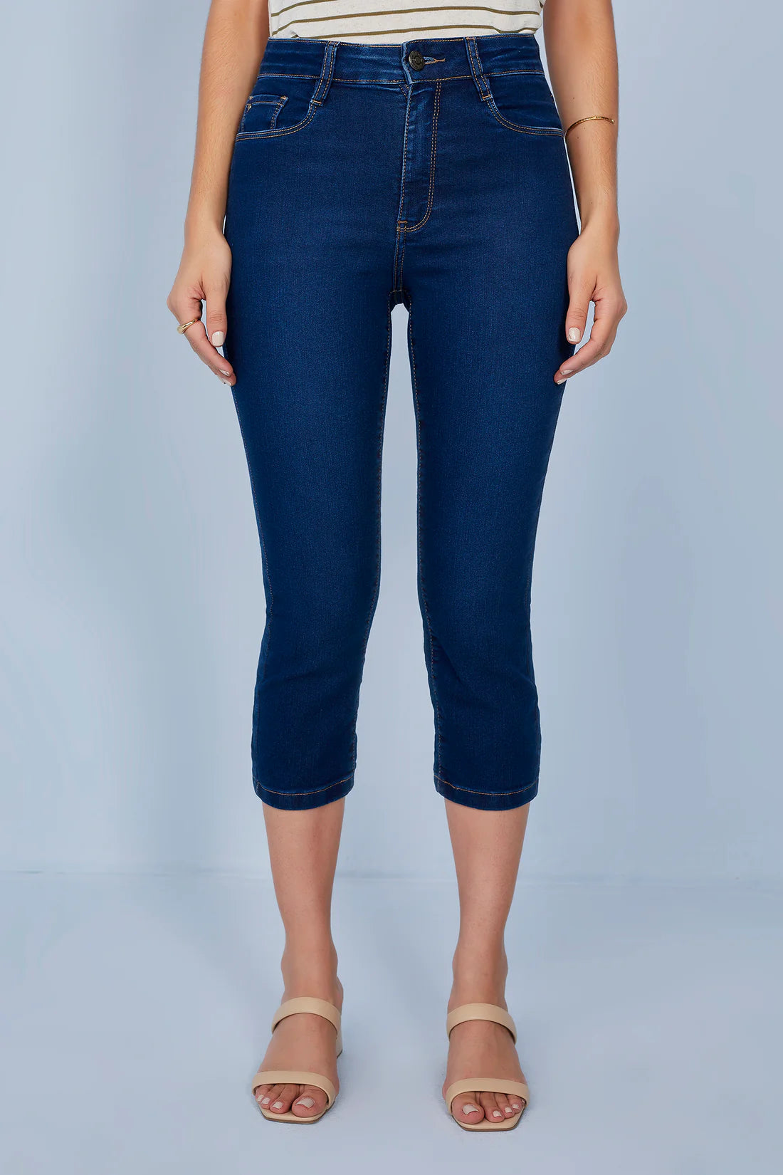 SCALON - Calça Jeans Cropped Destroyer Azul