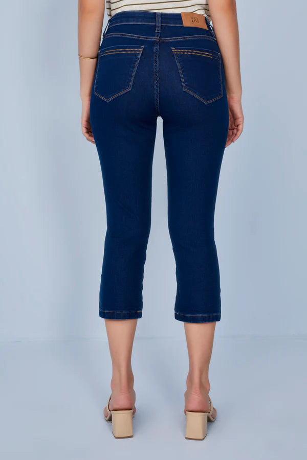 SCALON - Calça Jeans Cropped Destroyer Azul