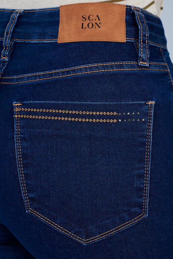 SCALON - Calça Jeans Cropped Destroyer Azul