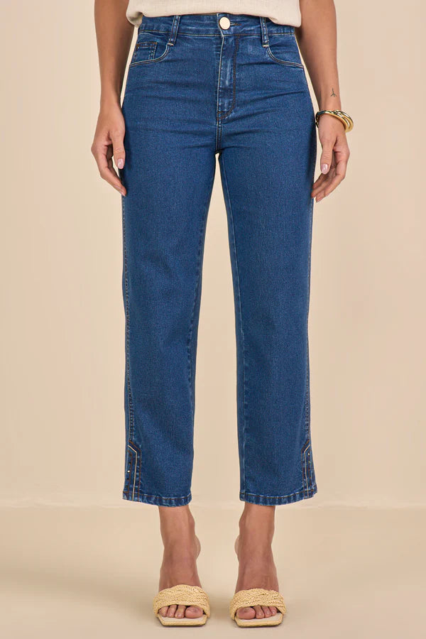 SCALON - Calça Jeans Cropped Destroyer Cinza