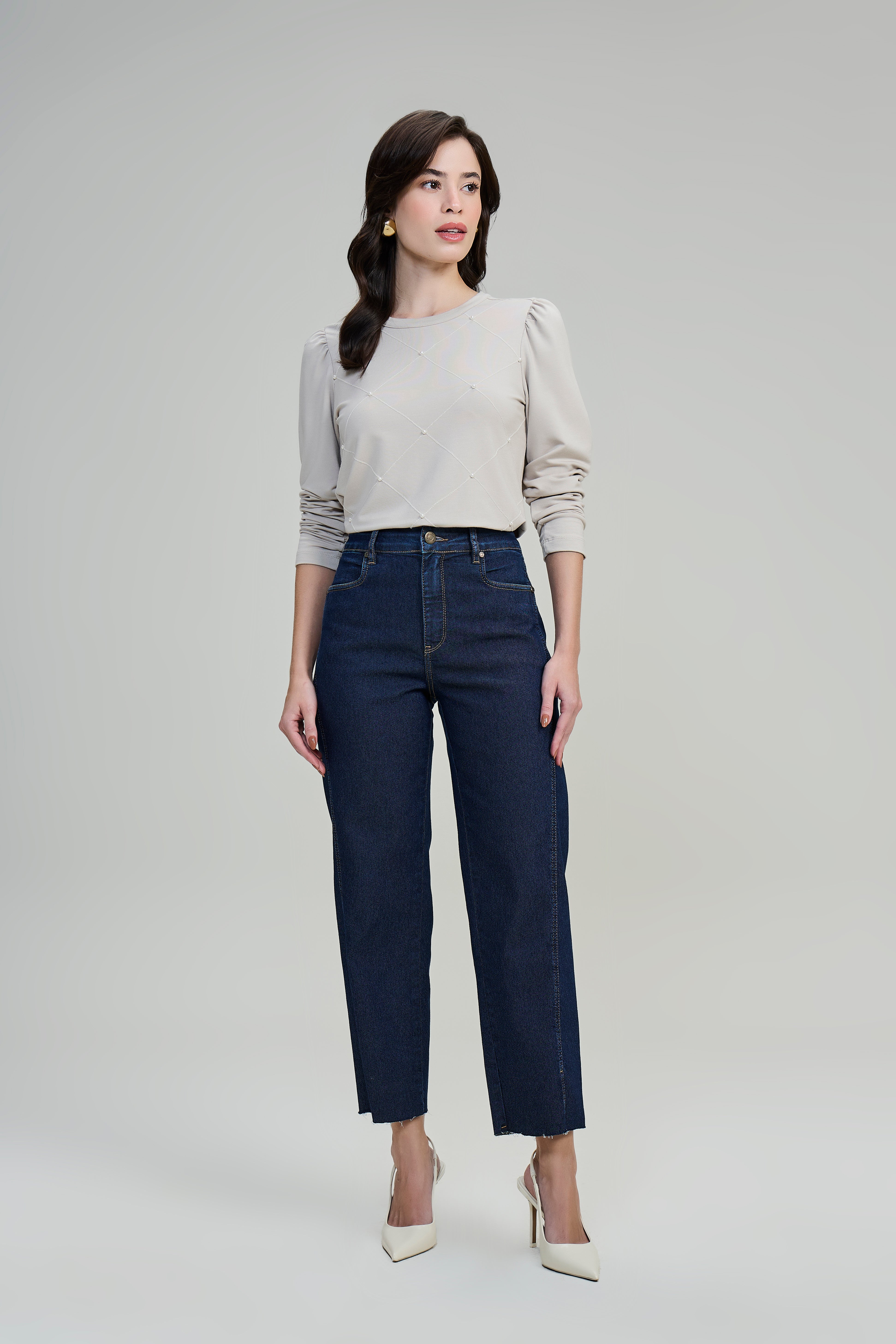SCALON - Calça Jeans Pantcropped Destroyer Azul