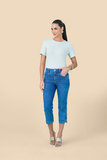 SCALON - Calça Jeans Cropped Marmorizado Azul
