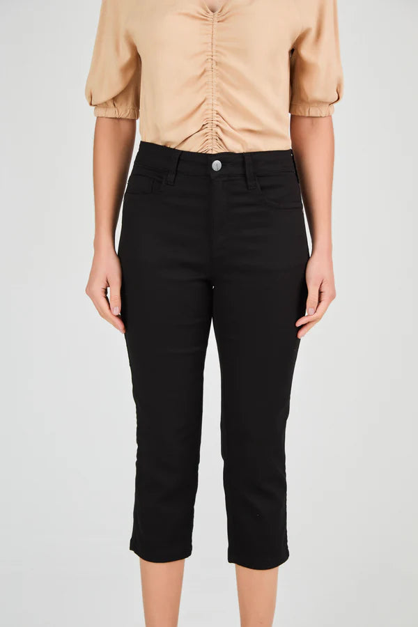SCALON - Calça Sarja Pant Cropped Preto Estonada