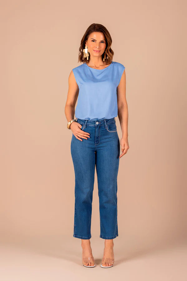 SCALON - Calça Jeans Pantcropped Hiperdestroyer Azul