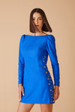 AGILITÀ - Vestido Curto Lateral Ilhos Azul Klein