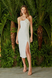 AGILITÀ - Vestido Midi Fenda Flor Off White