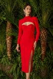 AGILITÀ - Vestido Midi Detalhe Bolero Vermelho Vital