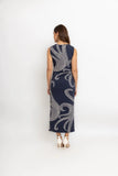 BORDA BARROCA - Vestido Midi Fluity Azul Marine Dark