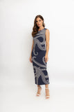 BORDA BARROCA - Vestido Midi Fluity Azul Marine Dark
