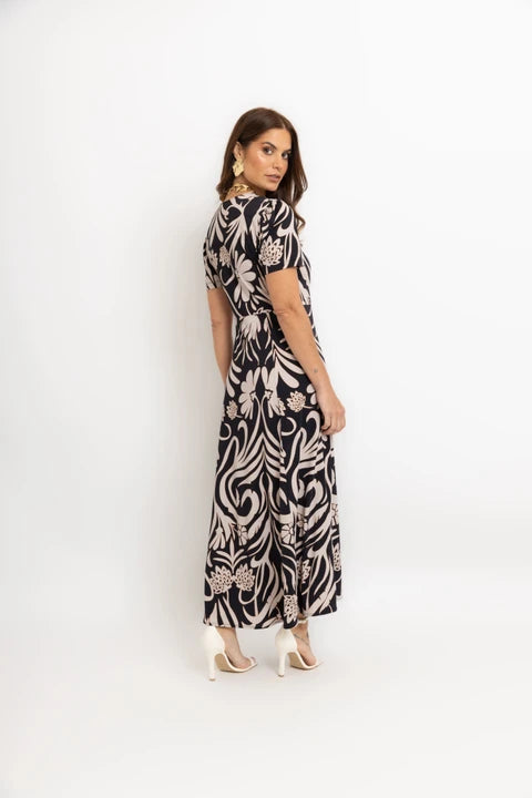 BORDA BARROCA - Vestido Mídi Fluity Zuma Preto