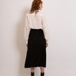 BORDA BARROCA - Saia Midi Nobu Fenda Bolso Faca Preto