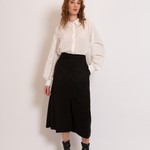 BORDA BARROCA - Saia Midi Nobu Fenda Bolso Faca Preto