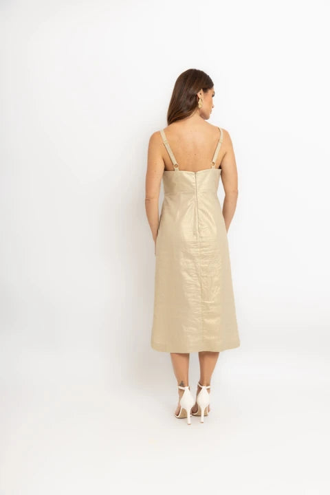 BORDA BARROCA - Vestido Alça Glamour BG Dourado