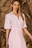 AGILITÀ - Vestido Chemise Saia Transpassada Rosa Delicado