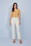 SCALON - CALCA SARJA CROPPED BEGE