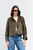 Ana Vargas - Mini Trench Helo Mr Couro Imp. Greige Verde
