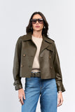 Ana Vargas - Mini Trench Helo Mr Couro Imp. Greige Verde