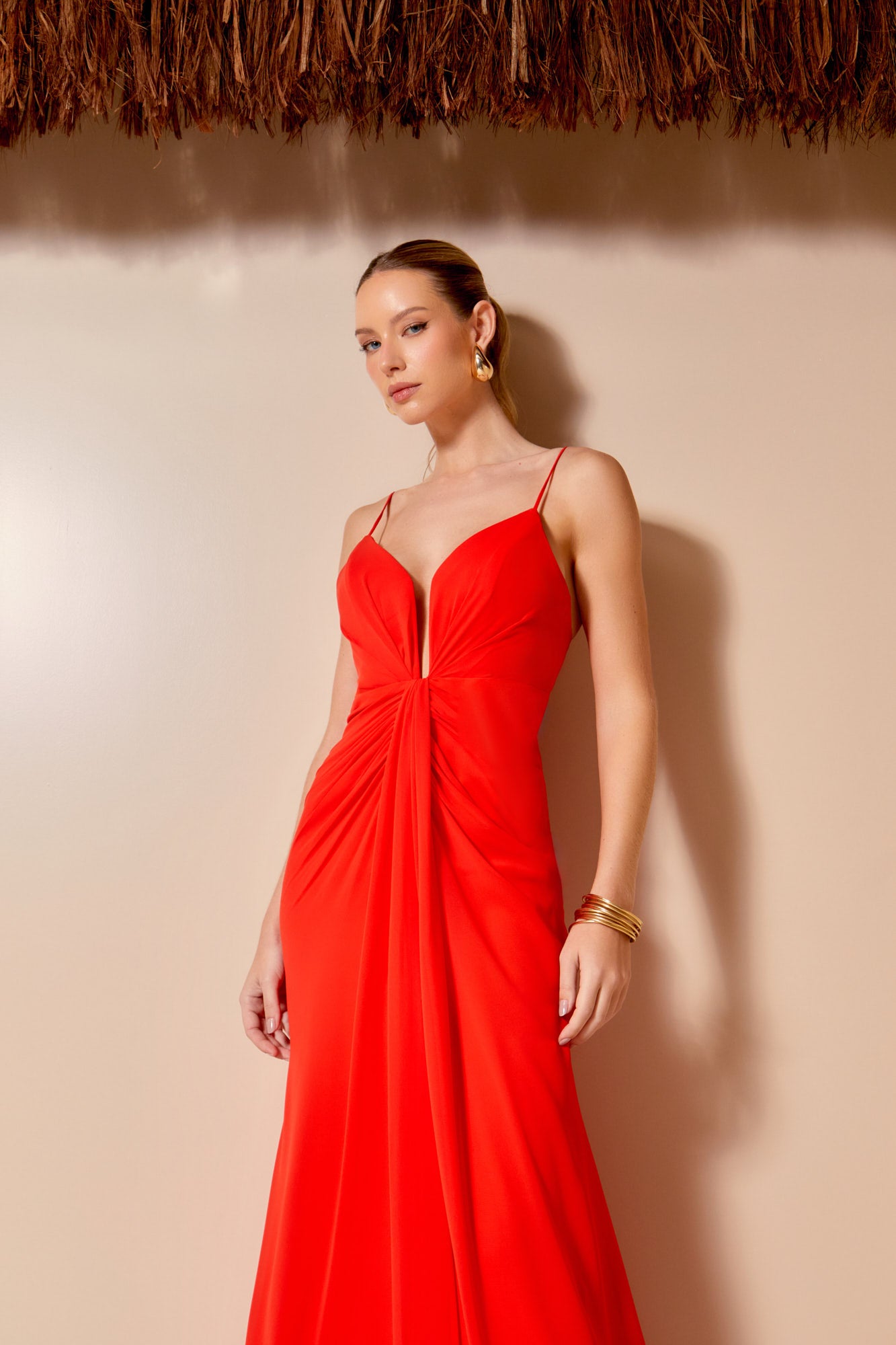 AGILITÀ Vestido Longo Decote Vermelho