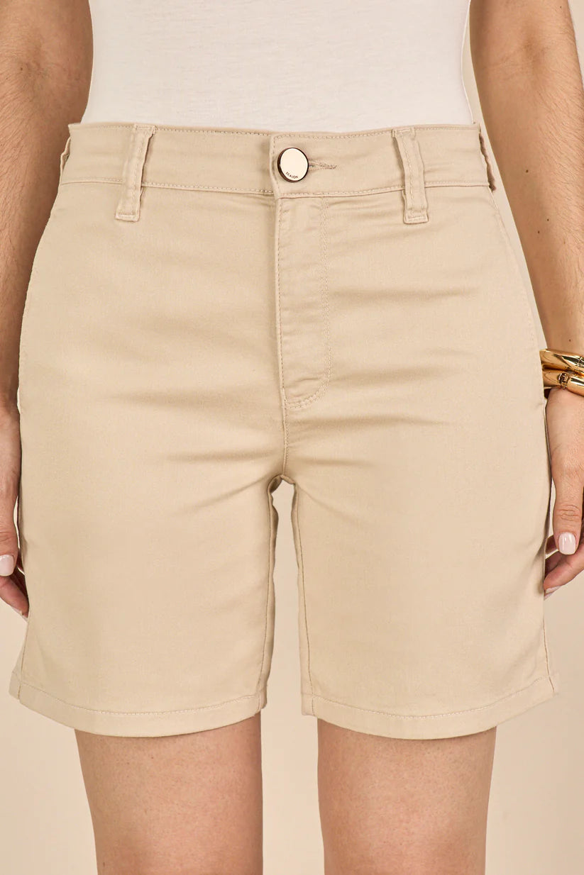 SCALON - Bermuda Sarja Color Midi Bege