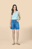 SCALON - Bermuda Jeans Midi Destroyer Azul