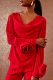AGILITÀ - Blusa Flor Manga Rouge Vermelho