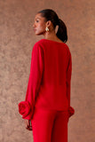 AGILITÀ - Blusa Flor Manga Rouge Vermelho