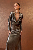 AGILITÀ - Vestido Longo Decote com Degage Prata