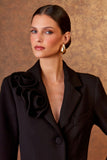 AGILITÀ - Sobretudo Crepe Classic Flor Preto