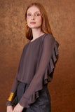 AGILITÀ - Blusa Manga Babados Gris