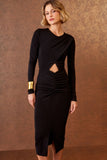 AGILITÀ - Vestido Jersey Frente Transpasse Preto