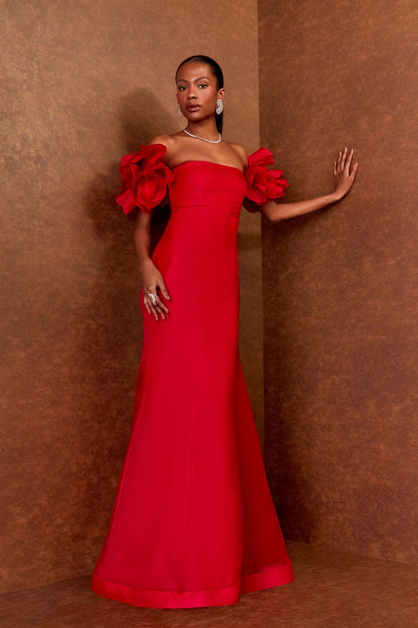 AGILITÀ Vestido Longo Manga Pétalas Rouge - Main Image