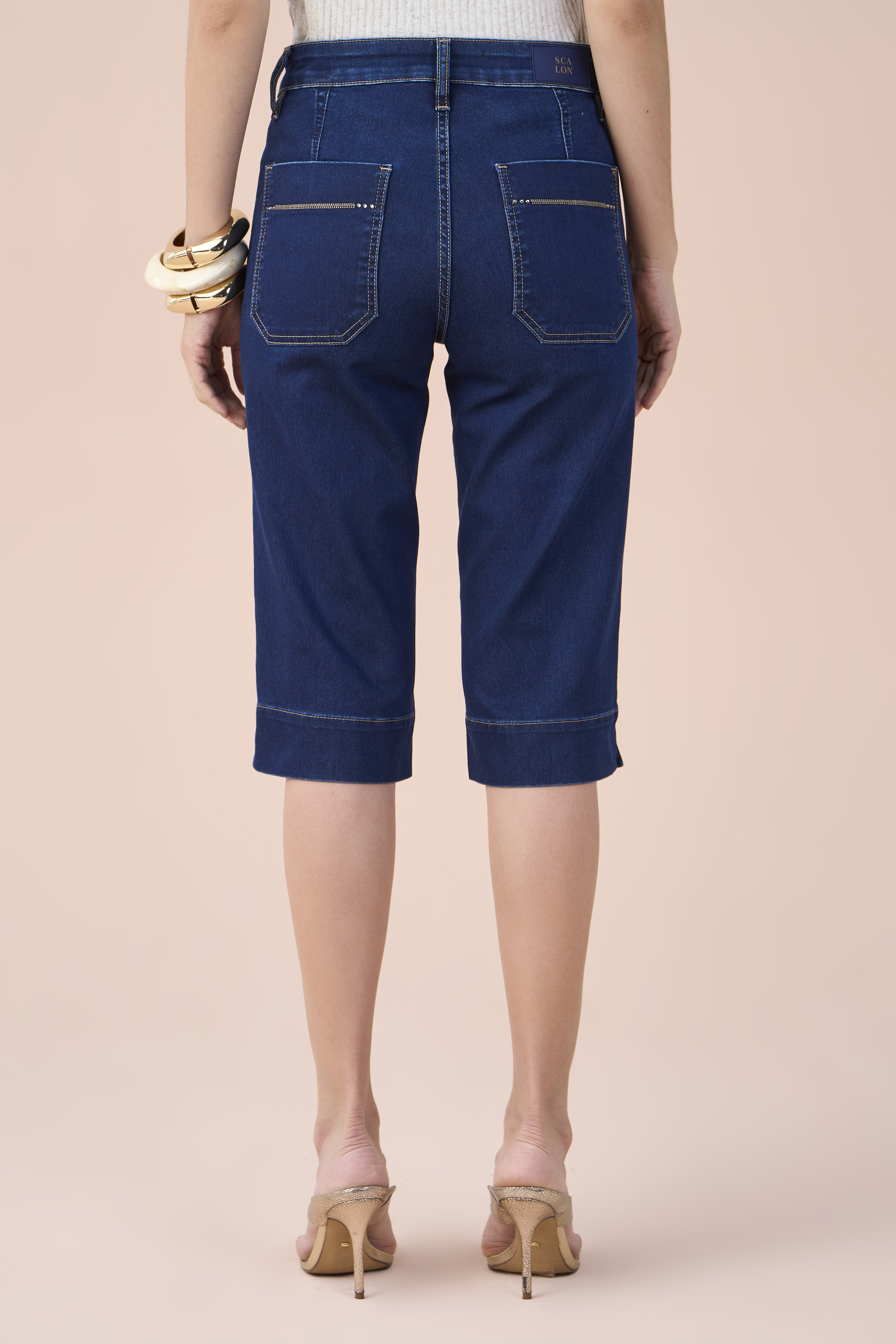 SCALON - Calça Jeans Corsario Estonado Azul