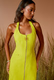 AGILITÀ - Vestido Midi Recorte Ziper Kiwi
