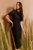 AGILITÀ - Vestido Transparência Franzido Preto
