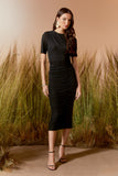 AGILITÀ - Vestido Transparência Franzido Preto