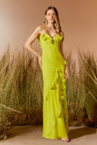 AGILITÀ - Vestido Longo Detalhe Flores Kiwi