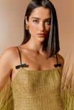 AGILITÀ - Vestido Midi Laço Alça Ouro