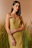 AGILITÀ - Vestido Midi Laço Alça Ouro