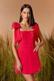 AGILITÀ - Vestido Curto Crepe Alça Laço Roma