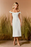 AGILITÀ - Vestido Midi Recorte Alças Laço OFF White