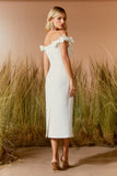 AGILITÀ - Vestido Midi Recorte Alças Laço OFF White