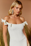 AGILITÀ - Vestido Midi Recorte Alças Laço OFF White