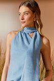 AGILITÀ - Blusa Denim Gola Foulard Azul