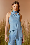 AGILITÀ - Blusa Denim Gola Foulard Azul