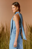 AGILITÀ - Blusa Denim Gola Foulard Azul