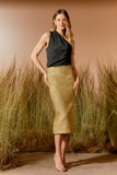 AGILITÀ -Saia Midi Tweed Gold Ouro