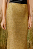 AGILITÀ -Saia Midi Tweed Gold Ouro