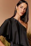 AGILITÀ - Blusa Cetim Ombro Só Preto