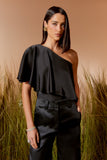 AGILITÀ - Blusa Cetim Ombro Só Preto