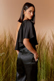 AGILITÀ - Blusa Cetim Ombro Só Preto